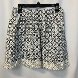 Ann Taylor LOFT Linen Blend Mixed Pattern Mini Skirt Pockets 6